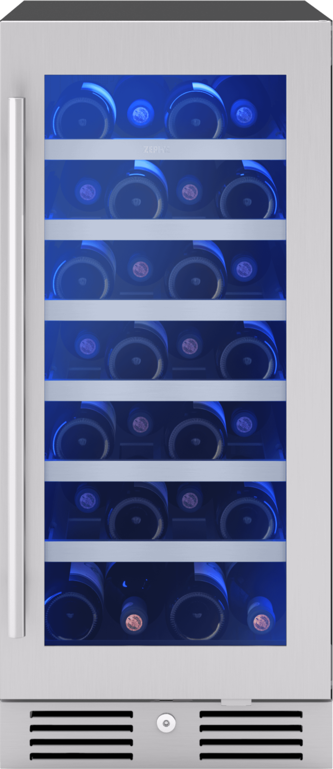 ZEPHYR Presrv Wine Cooler, 15in UC, SS+Gls, Rvs Door, 1Z in Stainless Steel - PRW15C01CG
