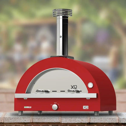 XO APPLIANCE XOPIZZA4HROL 40" Hybrid Gas & Wood Oven in Rosso (Red) Black - XOPIZZA4HROL