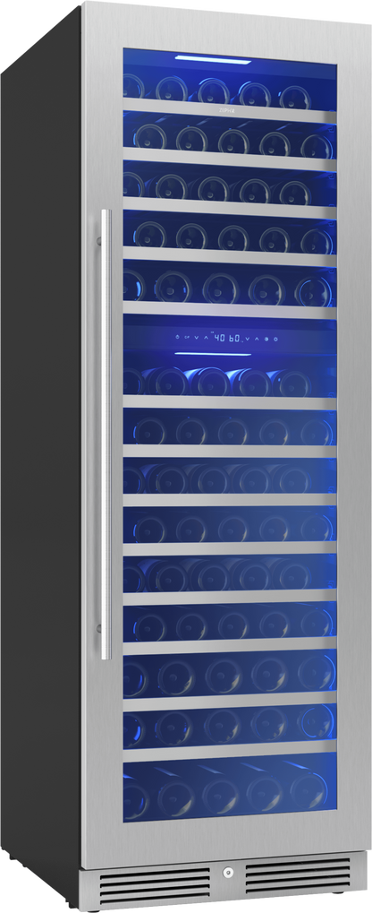 ZEPHYR Presrv Wine Cooler, 24in Full Size, SS+Glass, Reversible Door, 2 Zone in Stainless Steel - PRW24F02CG