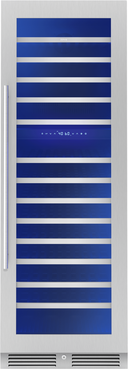 ZEPHYR Presrv Wine Cooler, 24in Full Size, SS+Glass, Reversible Door, 2 Zone in Stainless Steel - PRW24F02CG