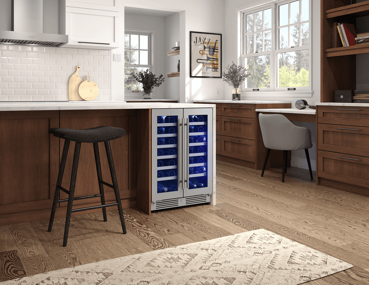 ZEPHYR Presrv Wine Cooler, 24in UC, SS+Gls, Fr Door, 2Z in Stainless Steel - PRW24C32CG