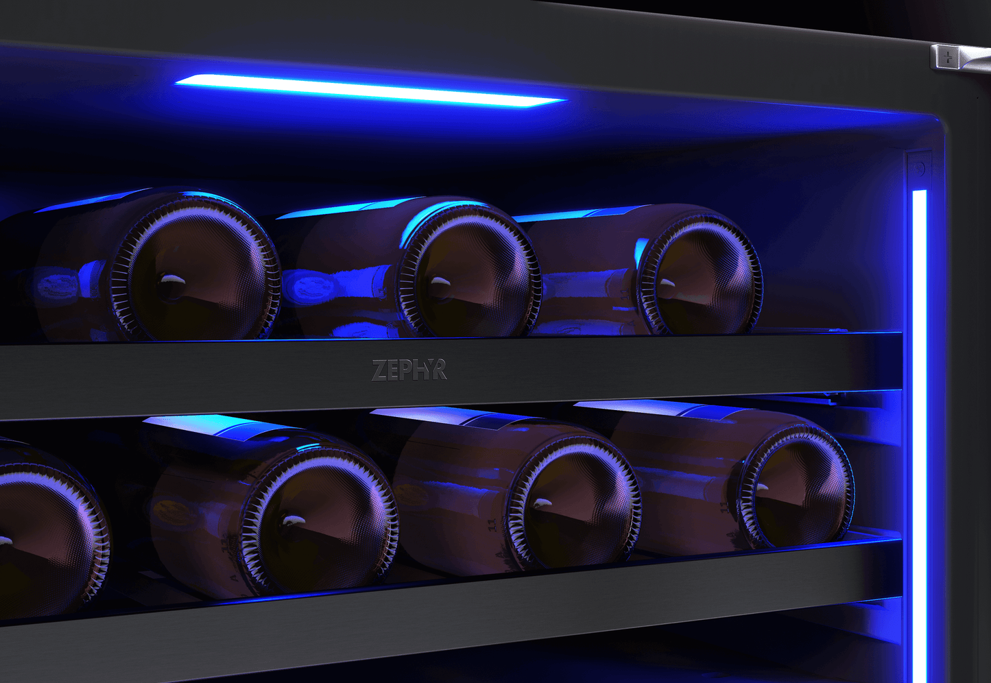 ZEPHYR Presrv Wine Cooler, 24in UC, Blk SS+Gls,Rvs Dr, 2Z Black in Stainless Steel - PRW24C02CBSG