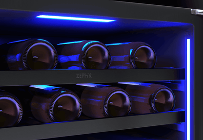 ZEPHYR Presrv Wine Cooler, 24in UC, Blk SS+Gls,Rvs Dr, 2Z Black in Stainless Steel - PRW24C02CBSG