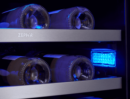 ZEPHYR Presrv Wine & Bev Cooler, 24in UC, SS+Gls, Fr Dr in Stainless Steel - PRWB24C32CG