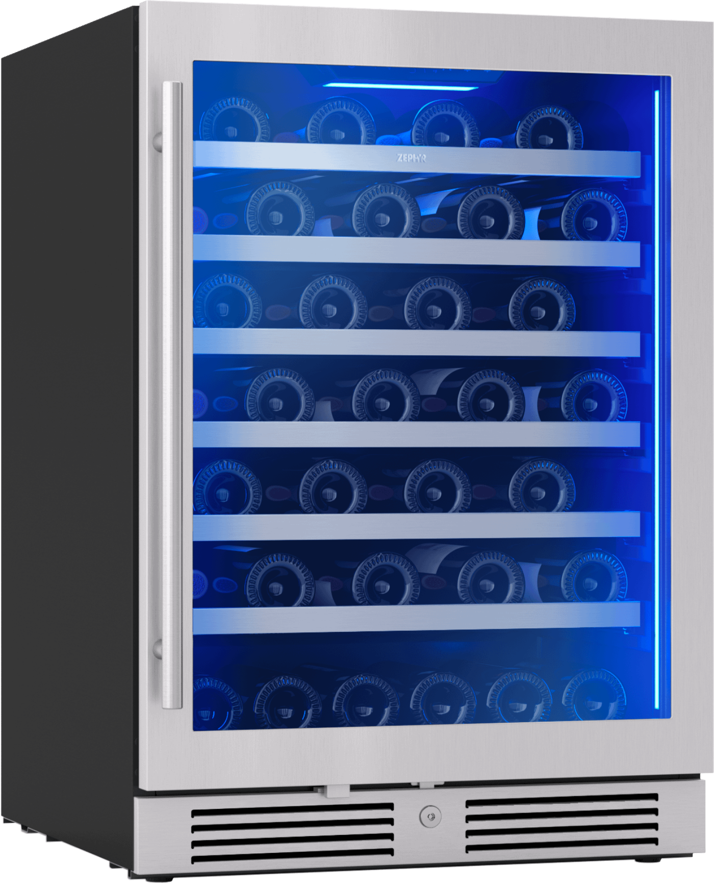 ZEPHYR Presrv Wine Cooler, 24in UC, SS+Gls, Rvs Door, 1Z in Stainless Steel - PRW24C01CG