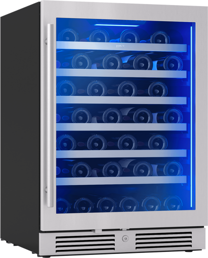 ZEPHYR Presrv Wine Cooler, 24in UC, SS+Gls, Rvs Door, 1Z in Stainless Steel - PRW24C01CG
