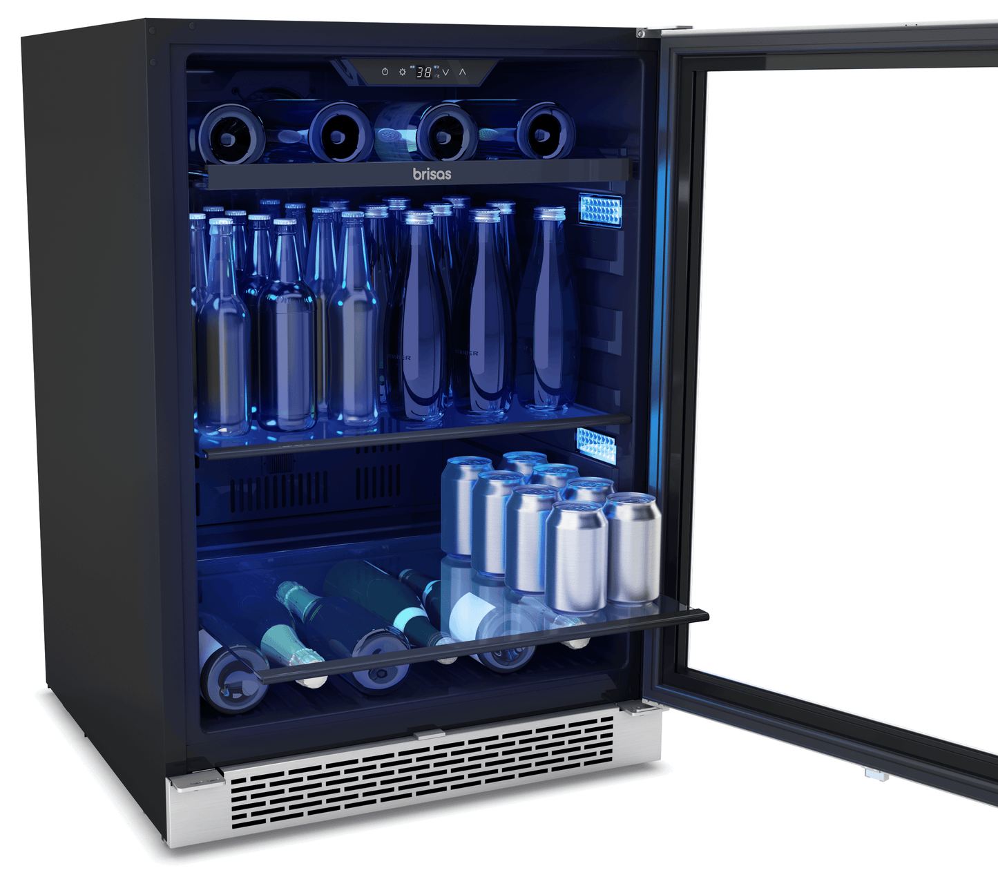 ZEPHYR Brisas 24 in. 8-Bottle and 112-Can Single Zone Beverage Cooler in Stainless Steel - BBV24C01AG