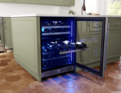 ZEPHYR Presrv Wine Cooler, 24in UC, SS+Gls, Rvs Door, 2Z in Stainless Steel - PRW24C02CG