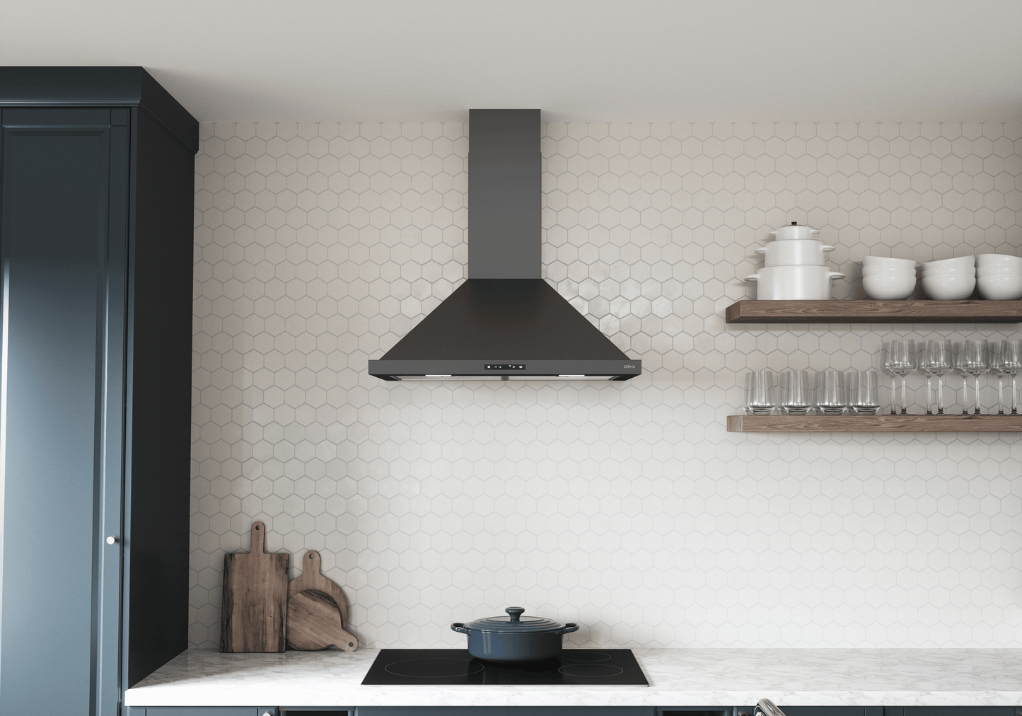 ZEPHYR Ombra, Wall, 30", Black SS, 600 CFM Black in Stainless Steel - ZOME30BBS