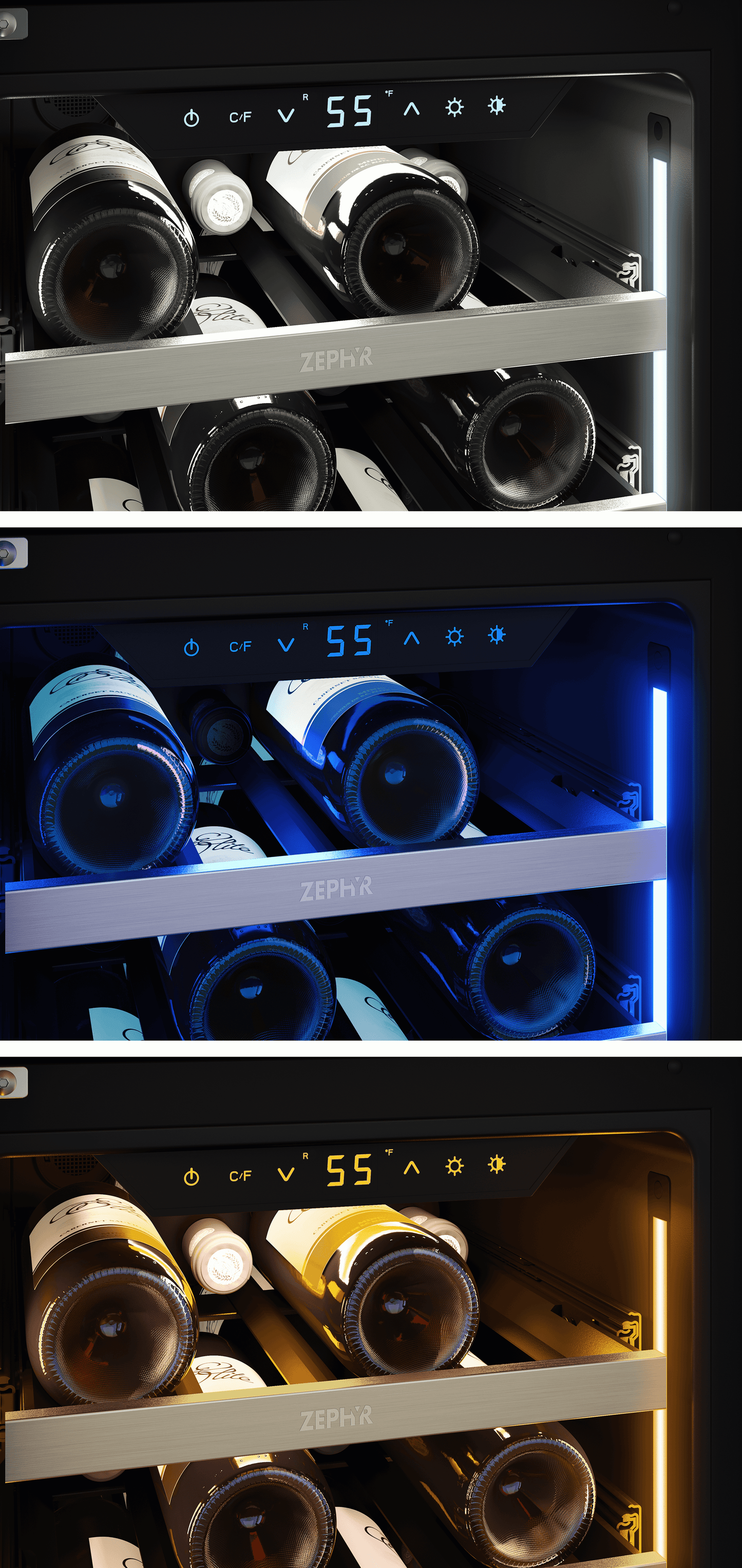 ZEPHYR Presrv Wine Cooler, 15in UC, SS+Gls, Rvs Door, 1Z in Stainless Steel - PRW15C01CG