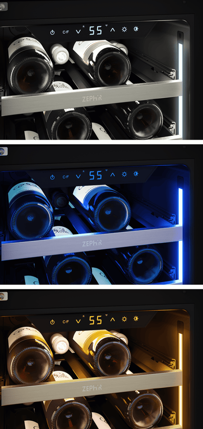 ZEPHYR Presrv Wine Cooler, 15in UC, SS+Gls, Rvs Door, 1Z in Stainless Steel - PRW15C01CG