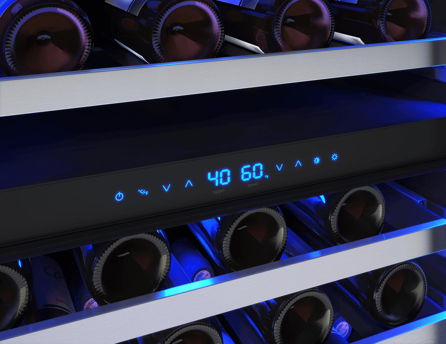 ZEPHYR Presrv Wine Cooler, 24in UC, SS+Gls, Rvs Door, 2Z in Stainless Steel - PRW24C02CG