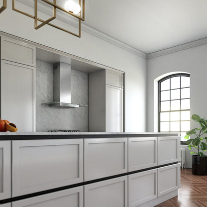 XO APPLIANCE XOQ36GC 36" CCC 600/395 CFM Wall Chimney Hood Stainless/Glass in Stainless Steel - XOQ36GC