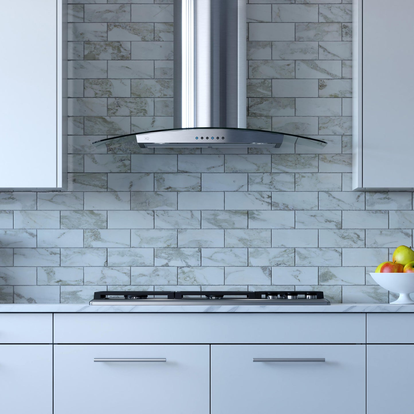 XO APPLIANCE XOM30GC 30" CCC 600/395 CFM Wall Chimney Hood Stainless/Glass in Stainless Steel - XOM30GC