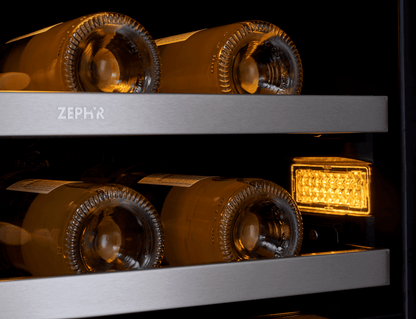 ZEPHYR Presrv Wine Cooler, 24in UC, SS+Gls, Fr Door, 2Z in Stainless Steel - PRW24C32CG
