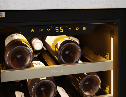 ZEPHYR Presrv Wine Cooler, 15in UC, SS+Gls, Rvs Door, 1Z in Stainless Steel - PRW15C01CG