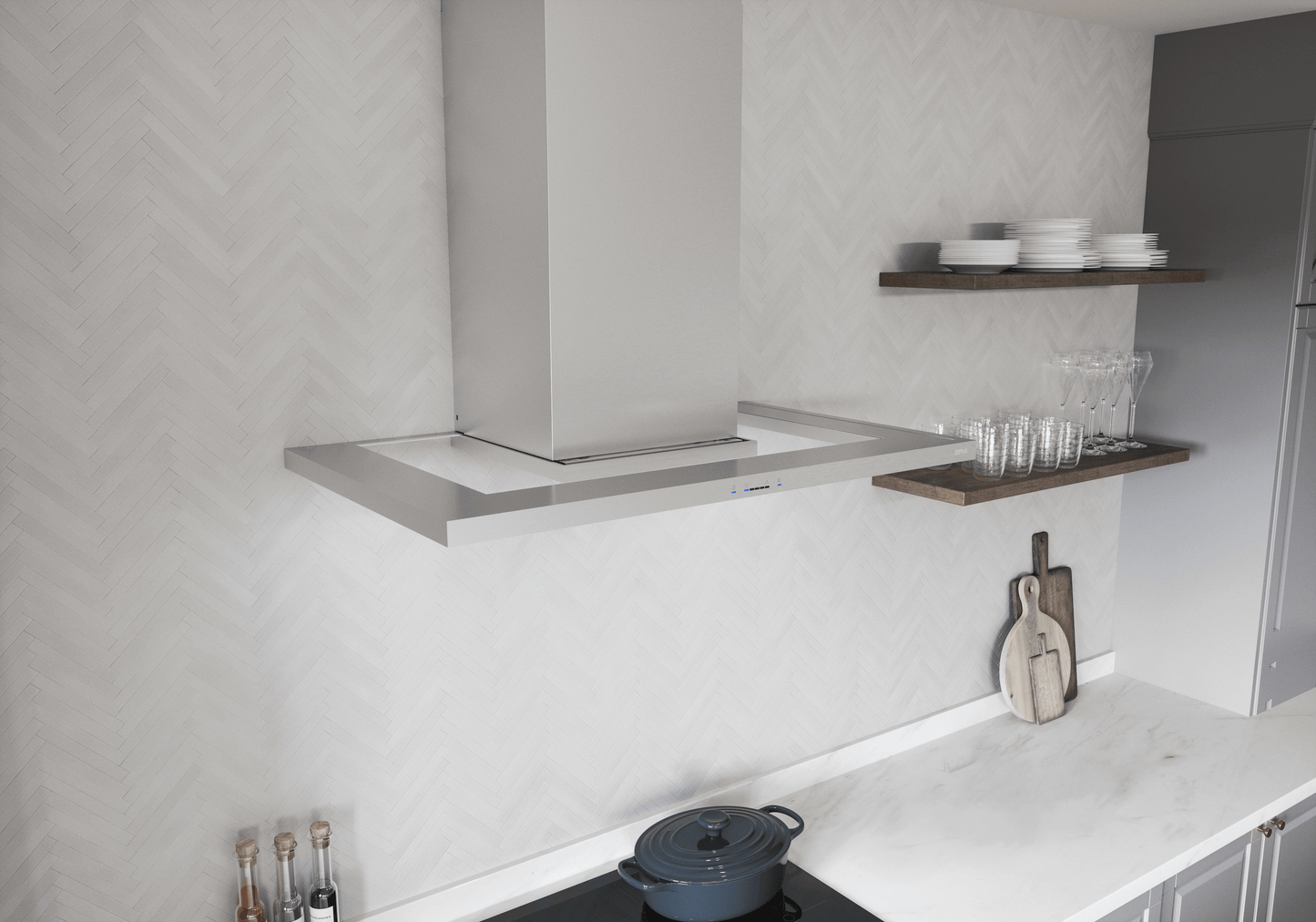 ZEPHYR Modena, Wall, 30in, SS+Glass, LED, ACT in Stainless Steel - ZMOE30BS