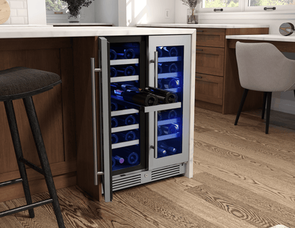 ZEPHYR Presrv Wine Cooler, 24in UC, SS+Gls, Fr Door, 2Z in Stainless Steel - PRW24C32CG