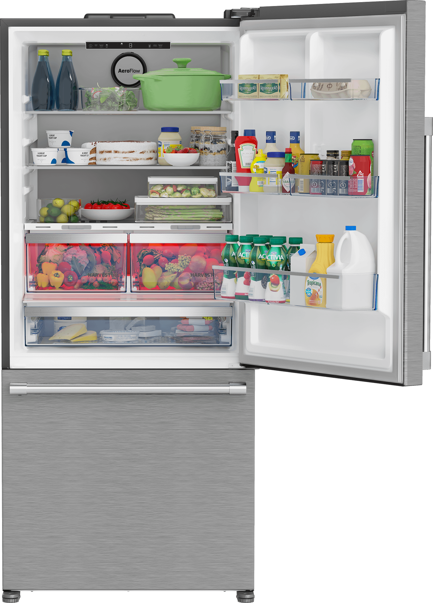 BEKO 30" Bottom Freezer Refrigerator with HarvestFresh in Stainless Steel - BFBD30216SS