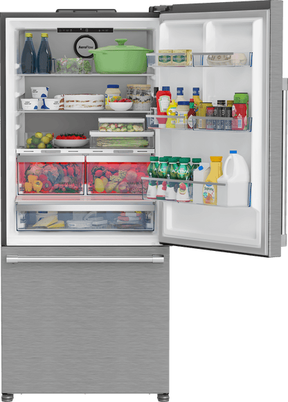 BEKO 30" Bottom Freezer Refrigerator with HarvestFresh in Stainless Steel - BFBD30216SS