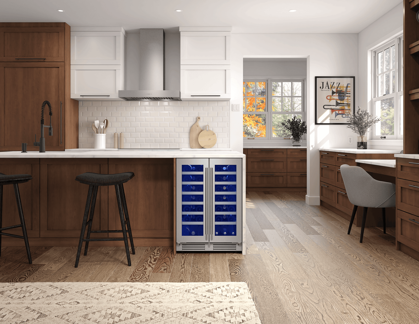 ZEPHYR Presrv Wine Cooler, 24in UC, SS+Gls, Fr Door, 2Z in Stainless Steel - PRW24C32CG