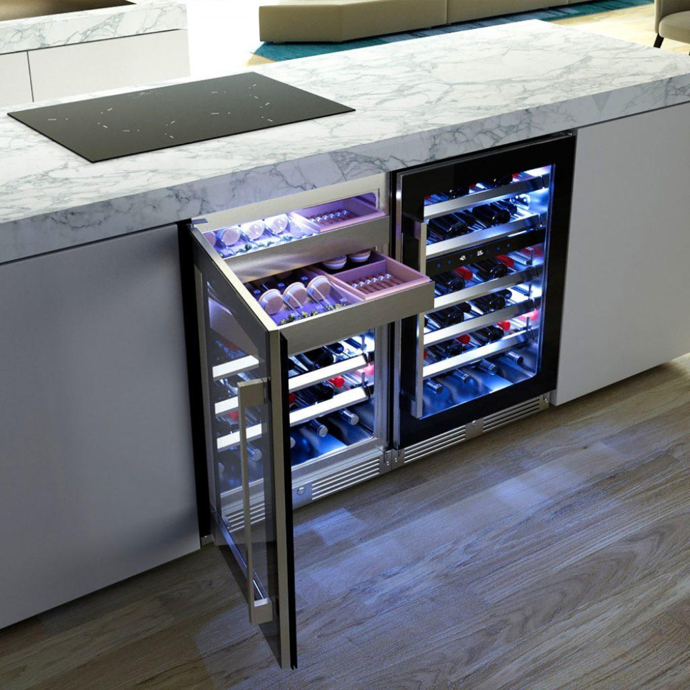XO APPLIANCE XOU24WWGSR Wine and Weed 24" in Stainless Steel Glass, Right Hinge in Stainless Steel - XOU24WWGSR