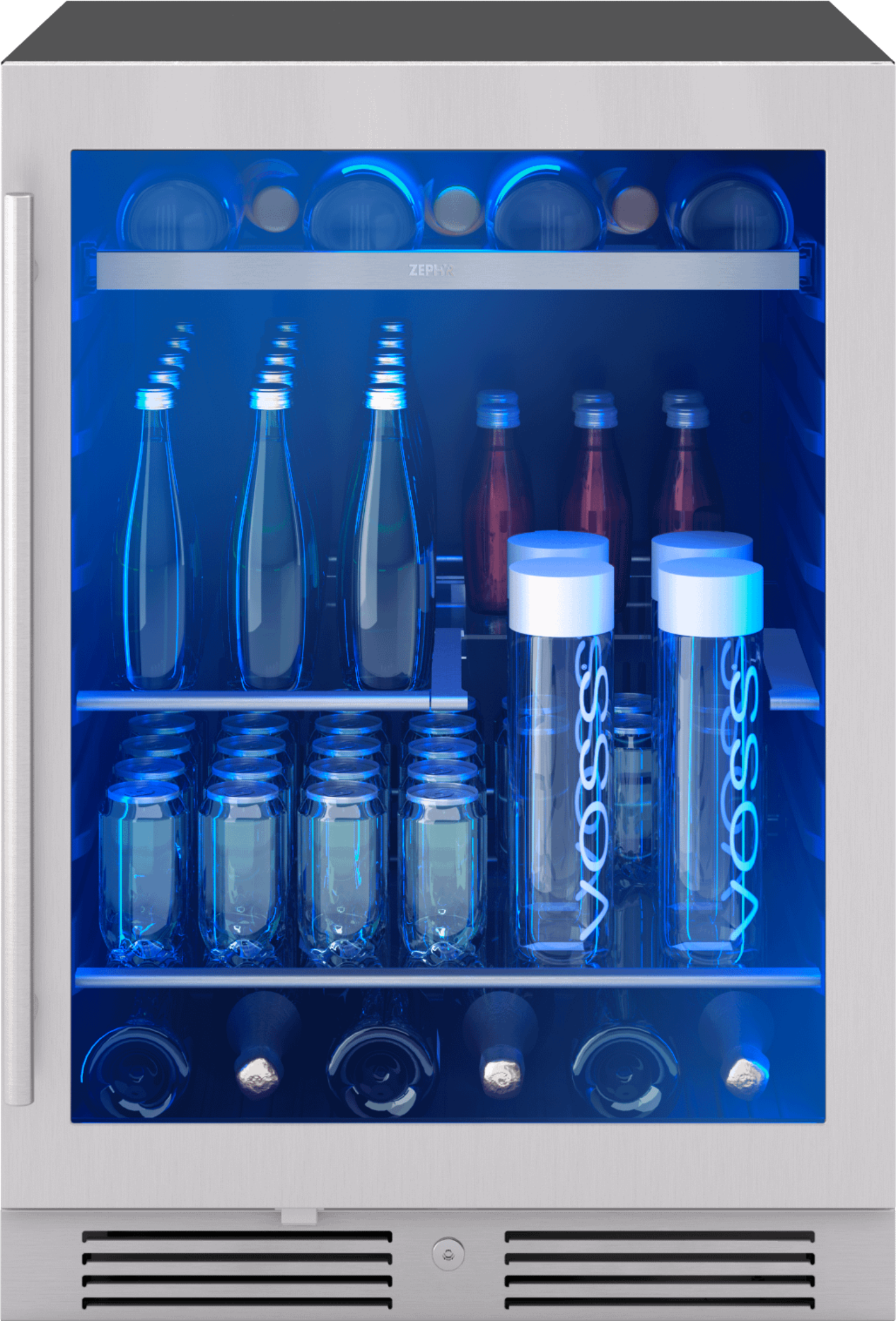 ZEPHYR Presrv Bev Cooler, 24in UC, SS+Gls, Rvs Door, 1Z in Stainless Steel - PRB24C01CG