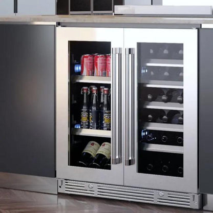 XO APPLIANCE XOU30BWDDGB 30" Beverage/Wine Double Door Black Glass Finish - XOU30BWDDGB