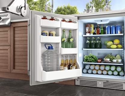ZEPHYR Presrv Refrigerator, 24in Compact, Outdoor SS, Reversible, Lock, 1 Zone in Stainless Steel - PRR24C01ASOD
