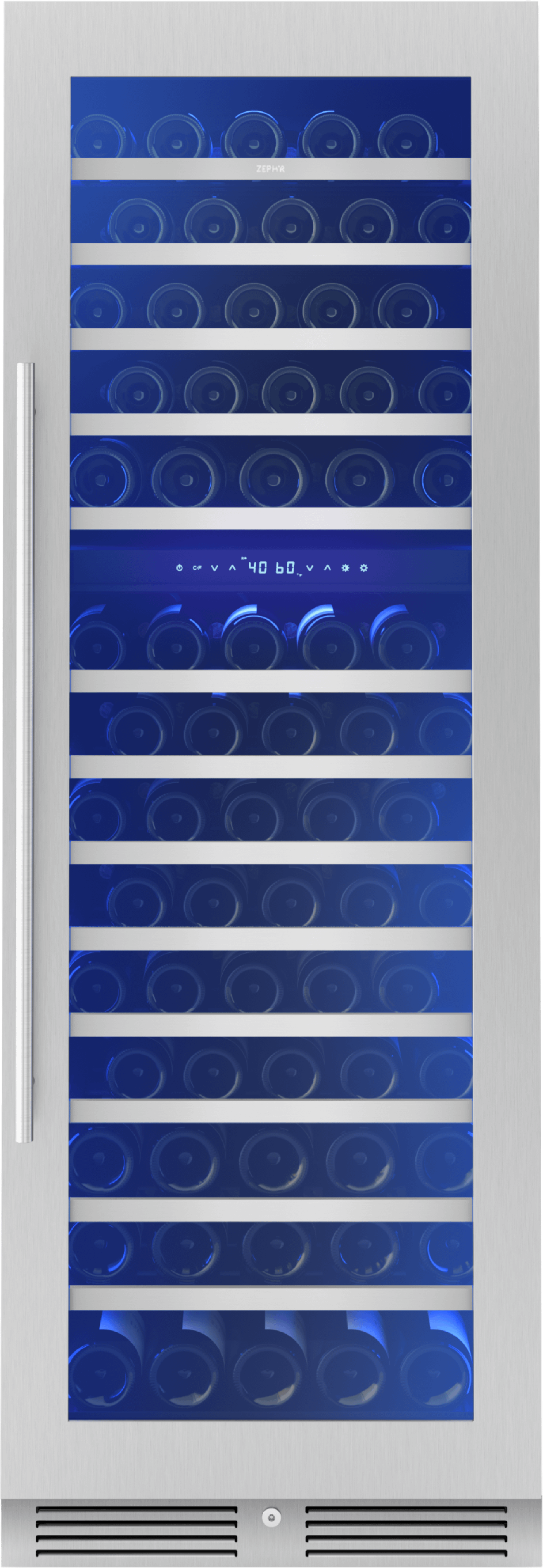 ZEPHYR Presrv Wine Cooler, 24in Full Size, SS+Glass, Reversible Door, 2 Zone in Stainless Steel - PRW24F02CG