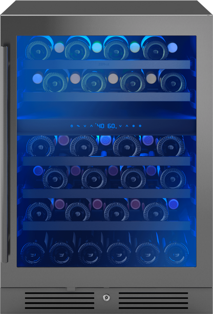ZEPHYR Presrv Wine Cooler, 24in UC, Blk SS+Gls,Rvs Dr, 2Z Black in Stainless Steel - PRW24C02CBSG