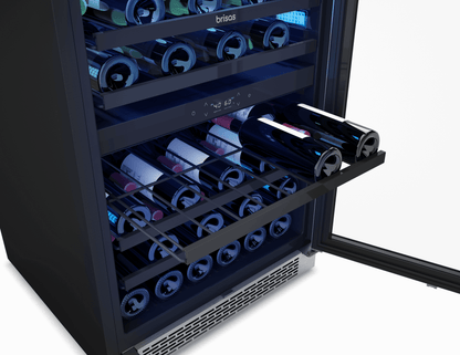 ZEPHYR Brisas Wine Cooler, 24in UC, SS+Gls, Rvs Dr, 2Z in Stainless Steel - BWN24C02AG