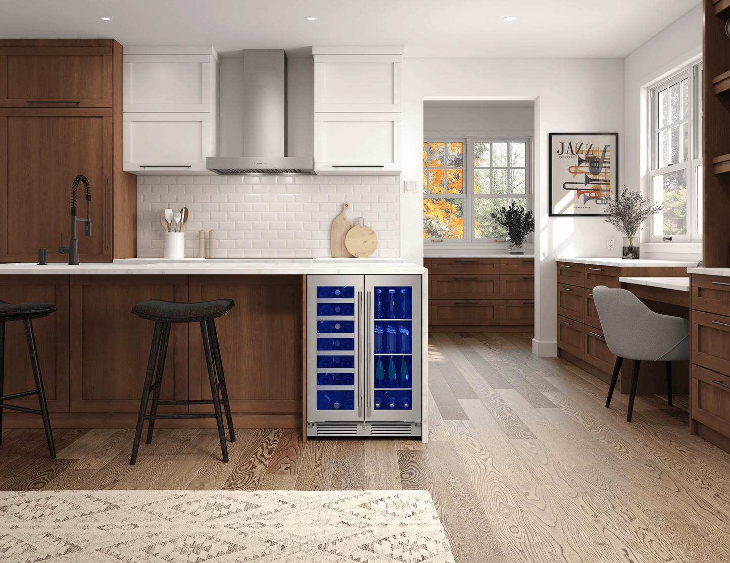 ZEPHYR Presrv Wine & Bev Cooler, 24in UC, SS+Gls, Fr Dr in Stainless Steel - PRWB24C32CG
