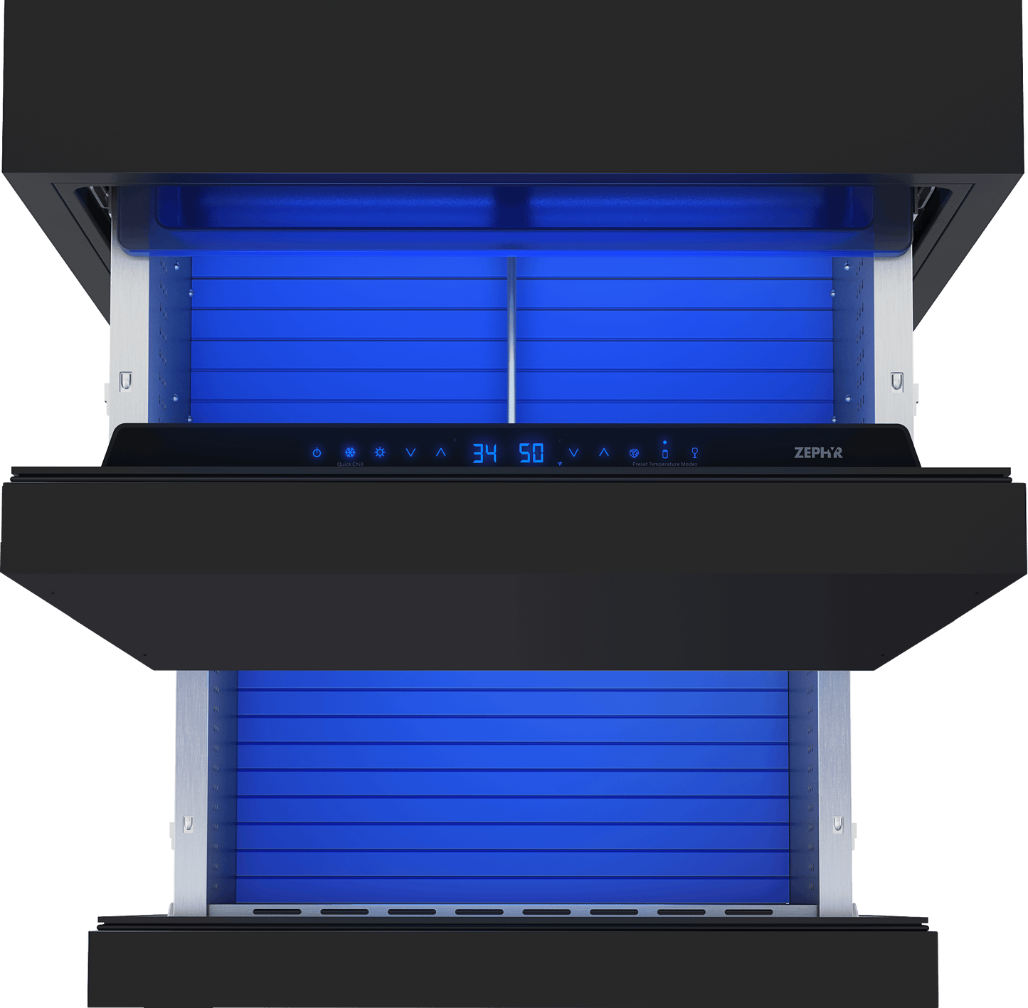 ZEPHYR Presrv Refrigerator Drawers, 24in Compact, Panel Ready, 2 Zone Custom Panel Ready - PRRD24C2AP
