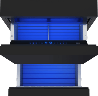 ZEPHYR Presrv Refrigerator Drawers, 24in Compact, Panel Ready, 2 Zone Custom Panel Ready - PRRD24C2AP