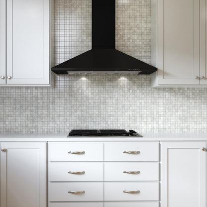 XO APPLIANCE XOB30BC 30" CCC 600/395 CFM Italian Made Wall Mount Chimney Range Hood Black - XOB30BC
