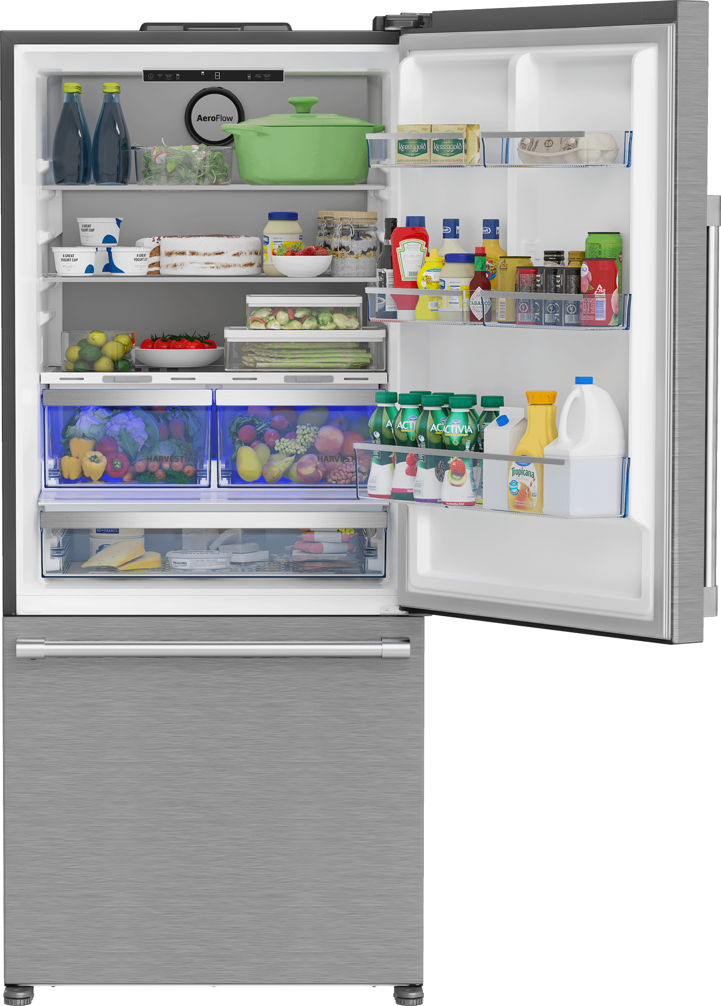 BEKO 30" Bottom Freezer Refrigerator with HarvestFresh in Stainless Steel - BFBD30216SS