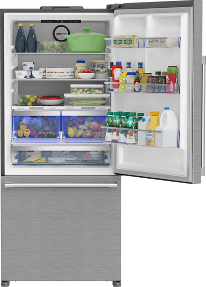 BEKO 30" Bottom Freezer Refrigerator with HarvestFresh in Stainless Steel - BFBD30216SS