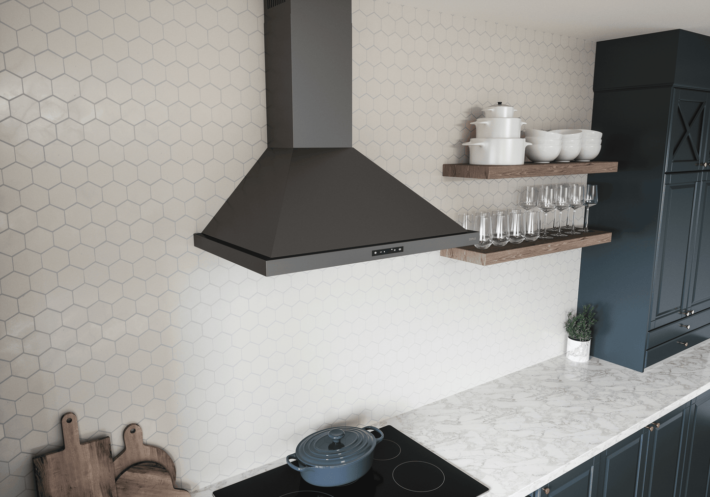 ZEPHYR Ombra, Wall, 30", Black SS, 600 CFM Black in Stainless Steel - ZOME30BBS
