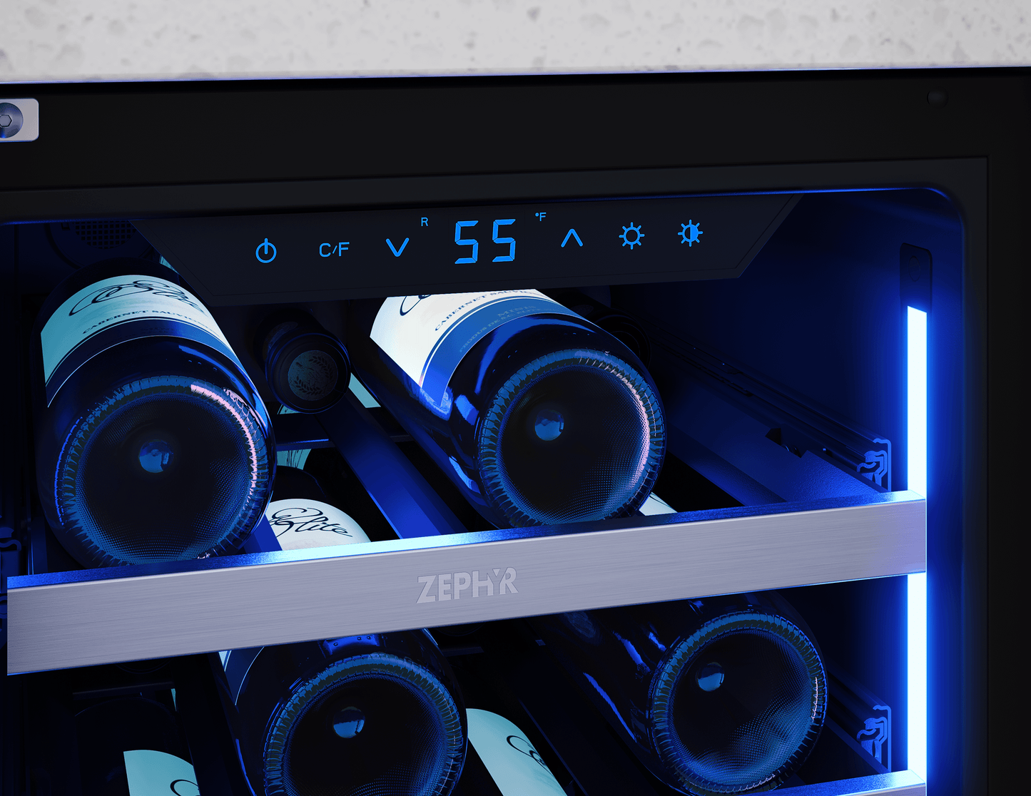 ZEPHYR Presrv Wine Cooler, 15in UC, SS+Gls, Rvs Door, 1Z in Stainless Steel - PRW15C01CG