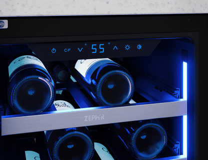 ZEPHYR Presrv Wine Cooler, 15in UC, SS+Gls, Rvs Door, 1Z in Stainless Steel - PRW15C01CG