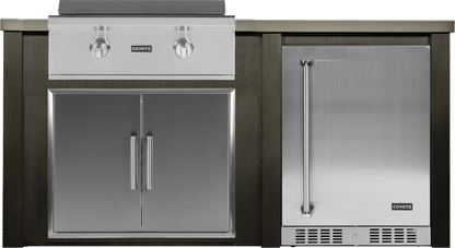 Haven 72" Coyote Outdoor Kitchen Island w/ 24" Refrigerator  - HCOY72REF-2