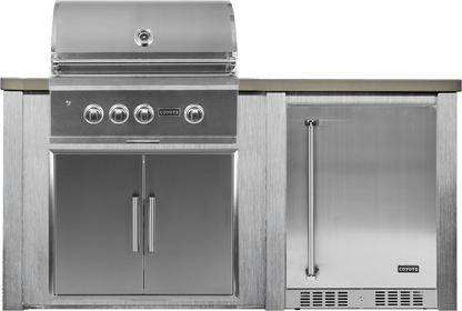 Haven 72" Coyote Outdoor Kitchen Island w/ 24" Refrigerator  - HCOY72REF-2