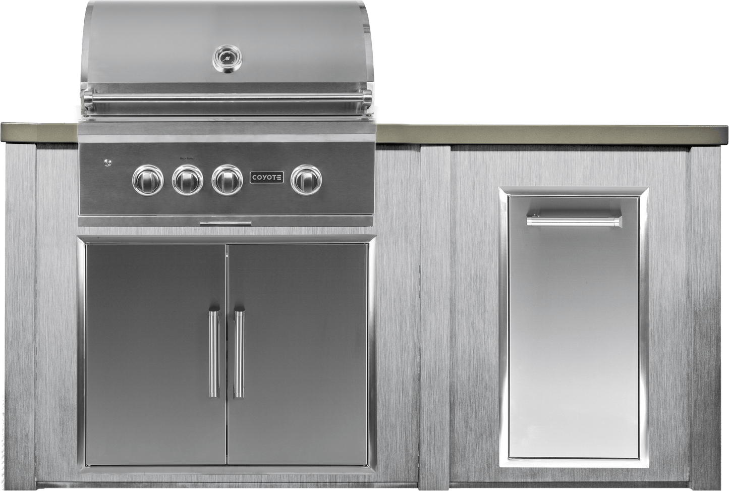 Haven 72" Coyote Outdoor Kitchen Island w/ Trash Center -   HCOY72TRASH-2