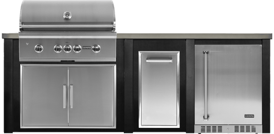 Haven 96" Coyote Outdoor Kitchen Island w/ 24" Refrigerator - HCOY96REF