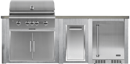 Haven 96" Coyote Outdoor Kitchen Island w/ 24" Refrigerator - HCOY96REF