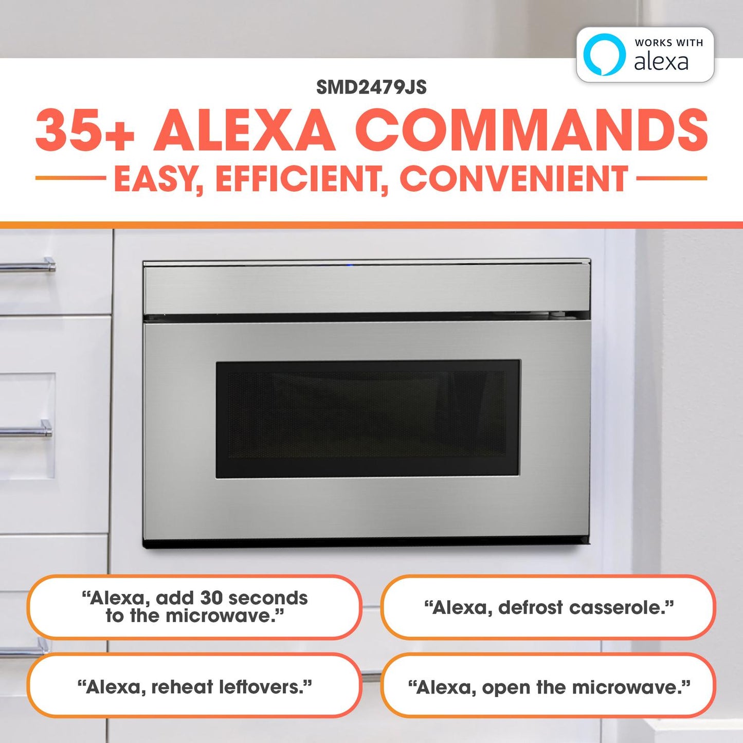 Asko 24 in. 1.2 cu. ft. 950W Sharp in Stainless Steel Smart Easy Wave Open Microwave Drawer Oven - SMD2479JS