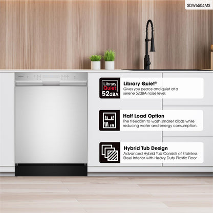 SHARP Sharp 24 in. in Stainless Steel Hybrid 52dB Dishwasher - SDW6504MS