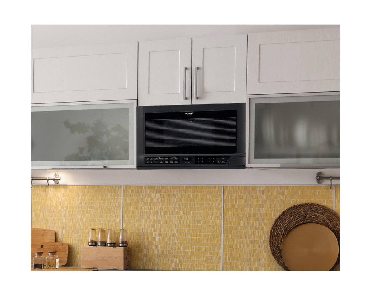SHARP 1.5 cu. ft. 1100W Black Sharp Over-the-Counter Carousel Microwave Oven - R1210TY