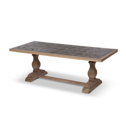 Park Hill  Recycled Oak and Poplar Dining Table with Interlocking Diamond Design – Durable, Stylish, Eco-Friendly - EFT26070